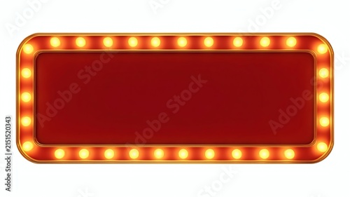 Vintage Theater Marquee Sign with Bright Lights and Red Background