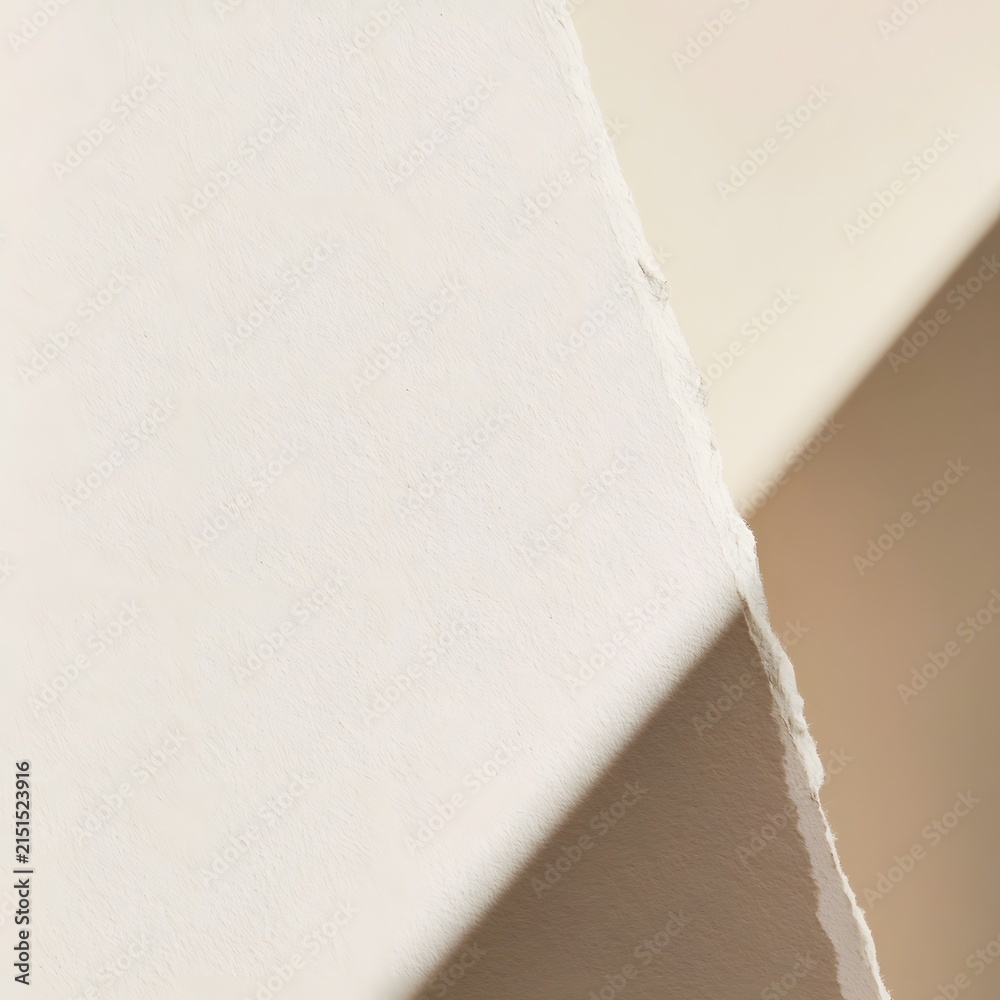 Naklejka premium Folded Cotton Paper with Bold Diagonal Shadow on Ivory Backdrop
