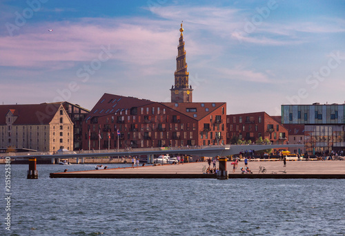 Obraz na plátně Church of Our Saviour Tower and Waterfront in Copenhagen Denmark