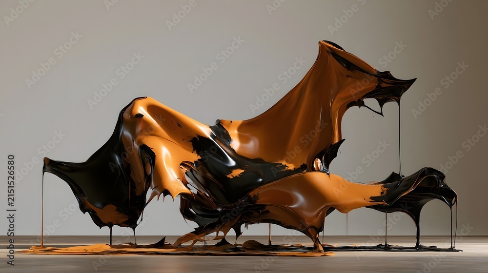 Naklejka premium Stretched latex material in ochre and black