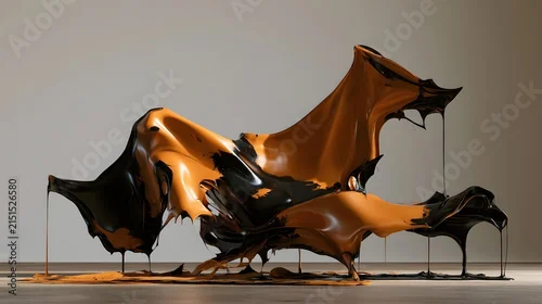 Fototapeta samoprzylepna Stretched latex material in ochre and black