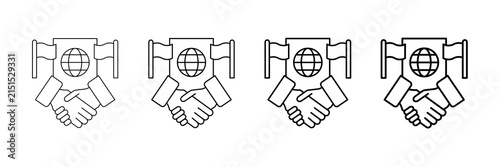 Bild auf Leinwand Diplomacy Icons Vector Set In Different Stroke Line Style