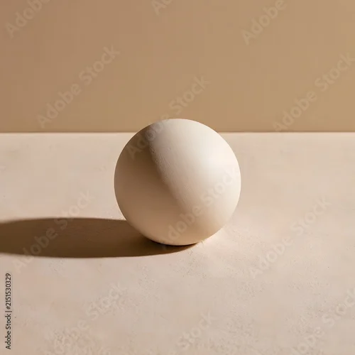 Fototapeta samoprzylepna Minimalist smooth ceramic sphere on a seamless sand backdrop