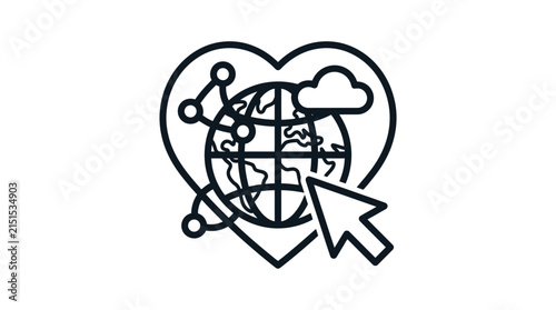 Global Digital Heart Technology Icon