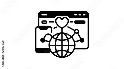 Global Digital Love and Connection Icon