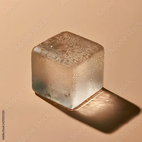 Fototapeta samoprzylepna Single translucent frosted glass block casting a diagonal shadow