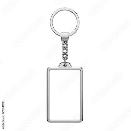 Elegant silver keychain with a blank rectangular pendant for personalization