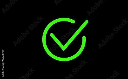 Smooth green check mark animation that symbolizes approval success or task completion. Perfect for use in mobile apps website tutorials infographics and business presentation .