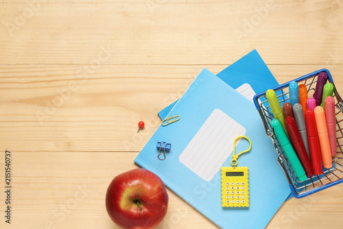 School supplies with blue n...