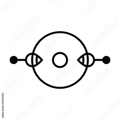Abstract Geometric Symbol - Minimalist Circle, Eyes, and Dots Icon