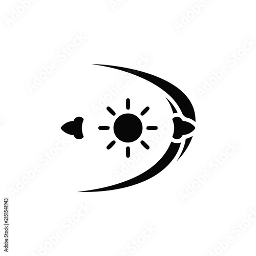 Solar Orbit Path with Rockets and Sun Icon