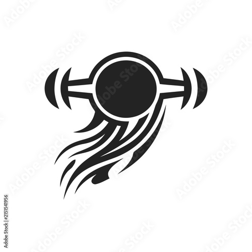 Abstract Tribal Symbol Icon, Flame Like Flowing Elements, Futuristic Design