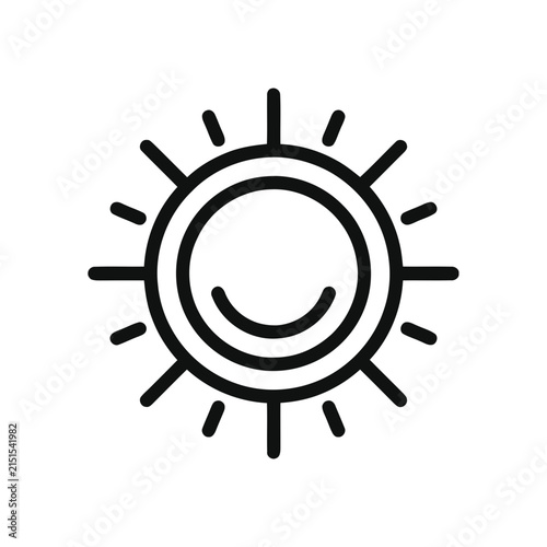 Happy Sun Icon with Smiling Face - Vector Illustration