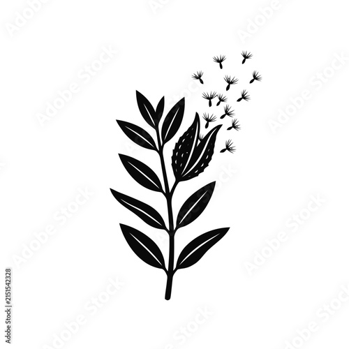 Delicate Plant Stem with Seeds Dispersing into Air
