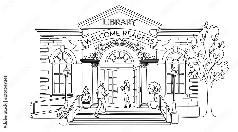 Fototapeta premium Library Building Entrance with 