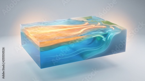 Ocean Currents Cross Section Showing Heat Transfer and Circulation Patterns