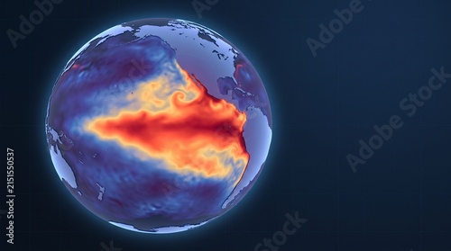 Global Heat Map of Ocean Currents Showing Temperature Anomalies