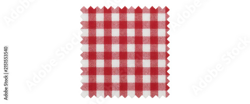 Red and White Gingham Fabric Swatch Transparent Background