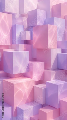 Abstract Geometric Cubes in Soft Pastel Colors.
