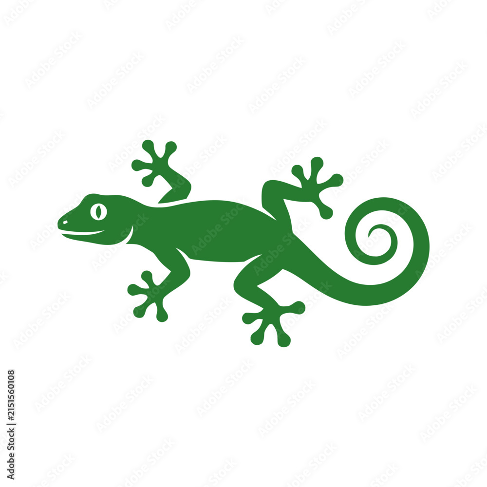 Fototapeta premium Green Gecko Silhouette Icon Vector Illustration