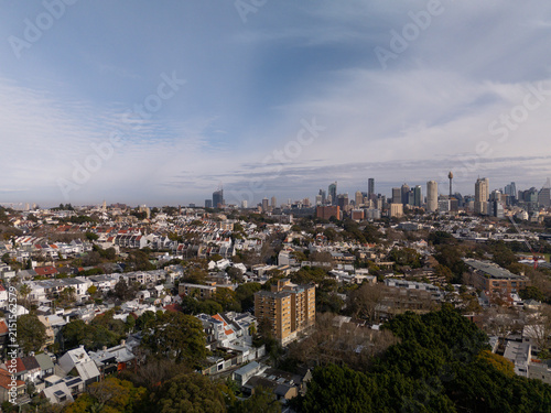 Paddington aerial view of Sydney CBD 