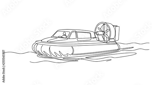 Bild auf Leinwand Hovercraft Vehicle Line Art Isolated on Transparent Background