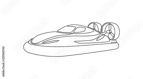 Bild auf Leinwand Hovercraft vehicle, isolated line art, white background, transparent background
