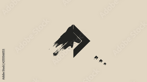 Minimalist arrow logo design featuring rough brush stroke textures for modern corporate branding on a clean light beige vector background