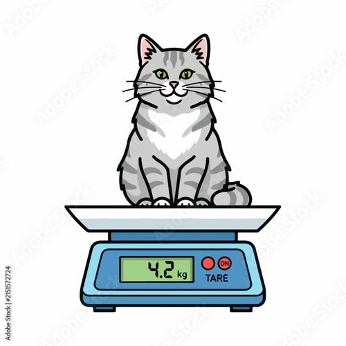 Cat Weighing 4 2 Kg on Digital Scale