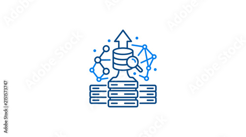 Server Database Optimization and Network Search Icon