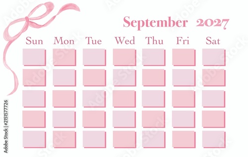 September 2027 Template Calendar blank date for Monthly Planner 