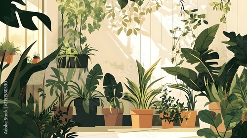 Sunlit Indoor Plants