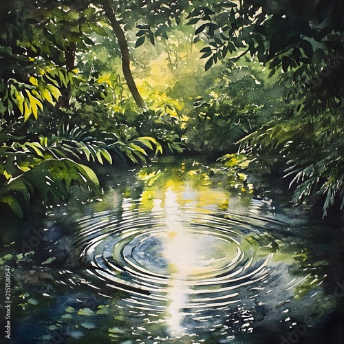 Serene Pond in Lush Jungle