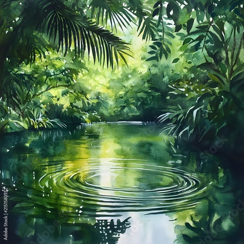 Serene Jungle River with Ripples