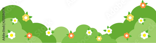 Cute Green Meadow Border with Small Colorful Flowers