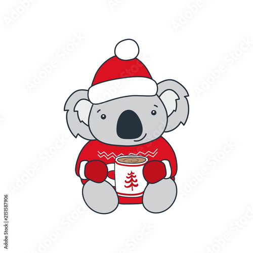 Photography Koala Bear Christmas Character illustration isolated on Transparent Background
