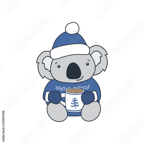 Photography Koala Bear Christmas Character illustration isolated on Transparent Background