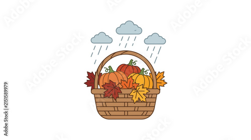Foto Autumn Harvest Basket with Rain Clouds