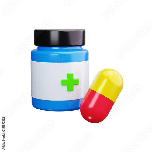 pill bottle 3d render icons