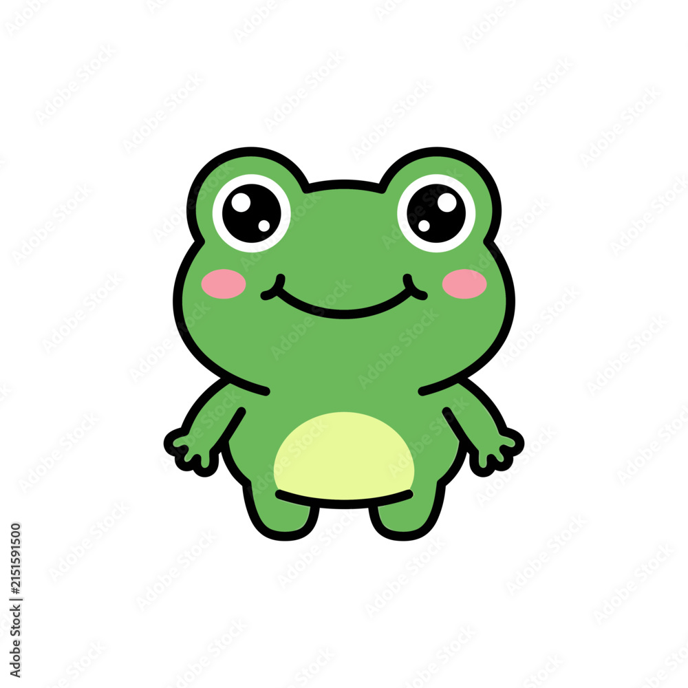 Fototapeta premium Cute Cartoon Frog Illustration Isolated on White Background