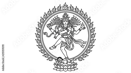 Принти на полотні Shiva Nataraja Dancing Cosmic Fire Isolated