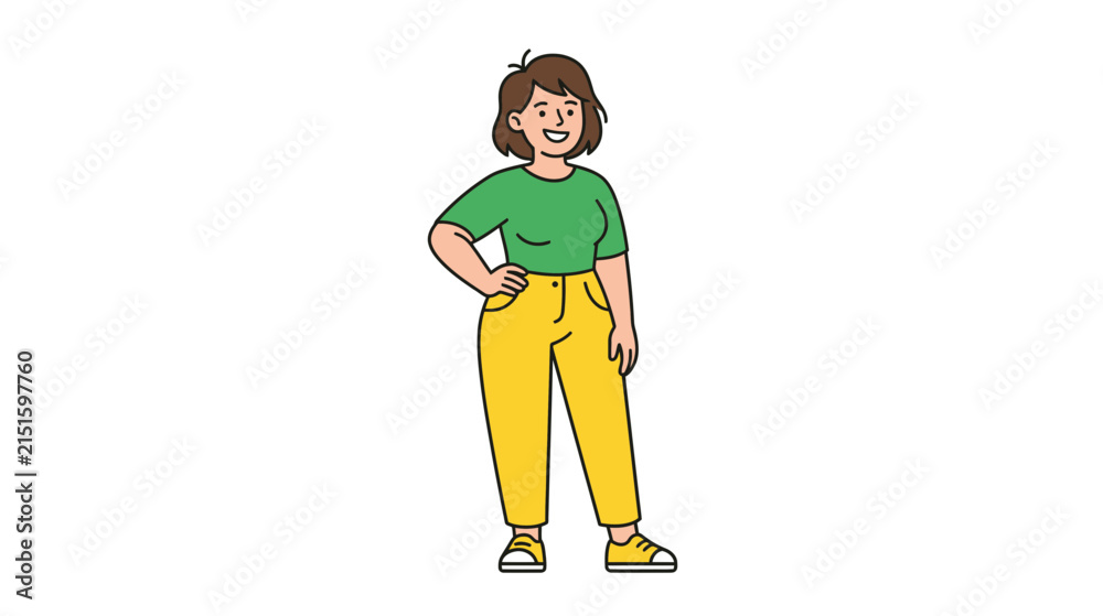 Naklejka premium Smiling Woman Standing Isolated Transparent Background