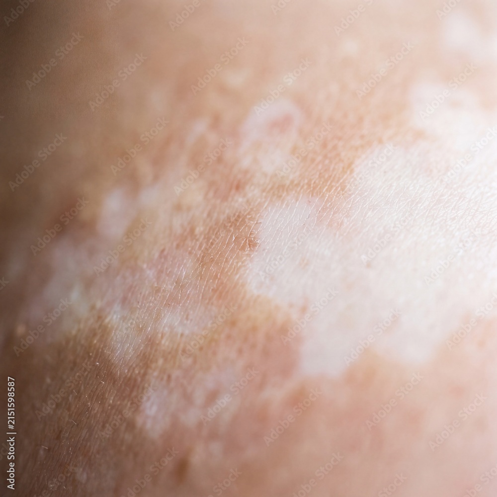 Fototapeta premium Close-up macro view of skin vitiligo transitions on human epidermis