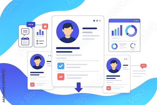 Candidate resume screening and hr dashboard vector illustration