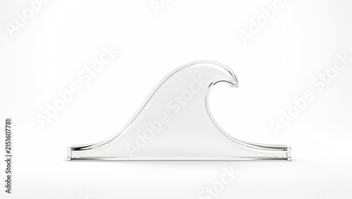 Transparent crystal wave sculpture on white background with sculpture transparent background abstract sculptural decorative