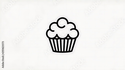 Minimalist black muffin line icon isolated on white background for bakery logo concept