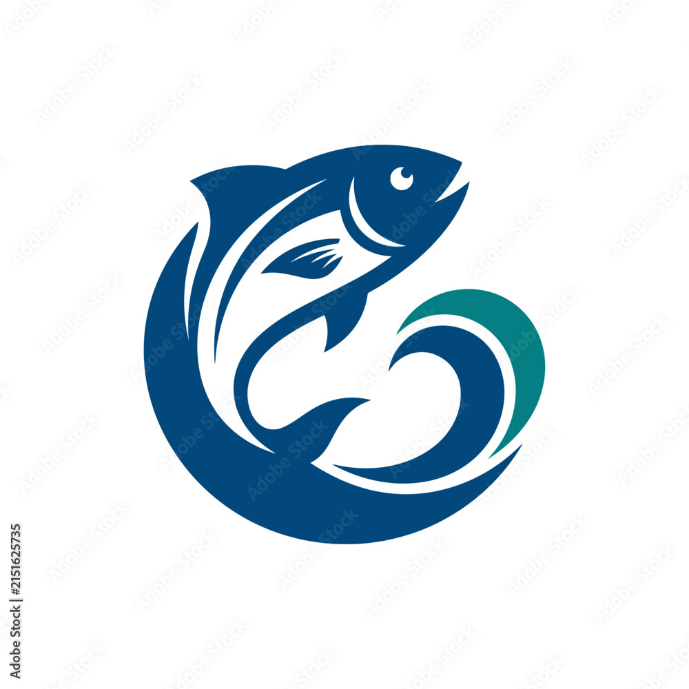 Fototapeta premium Modern Stylized Fish Logo Design Vector.