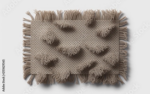 Textured woven fabric with fringe edges photorealistic vector