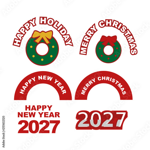 Greeting Merry Christmas, Happy Holiday, Happy New Year Vector