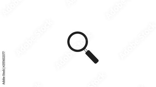 Simple black magnifying glass icon on a clean white background, representing search and discovery.